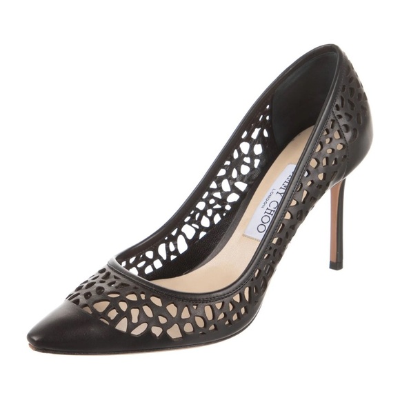 JIMMY CHOO Romy Laser Cut Pointed Toe Heel Pump Size 39.5 - Picture 1 of 9